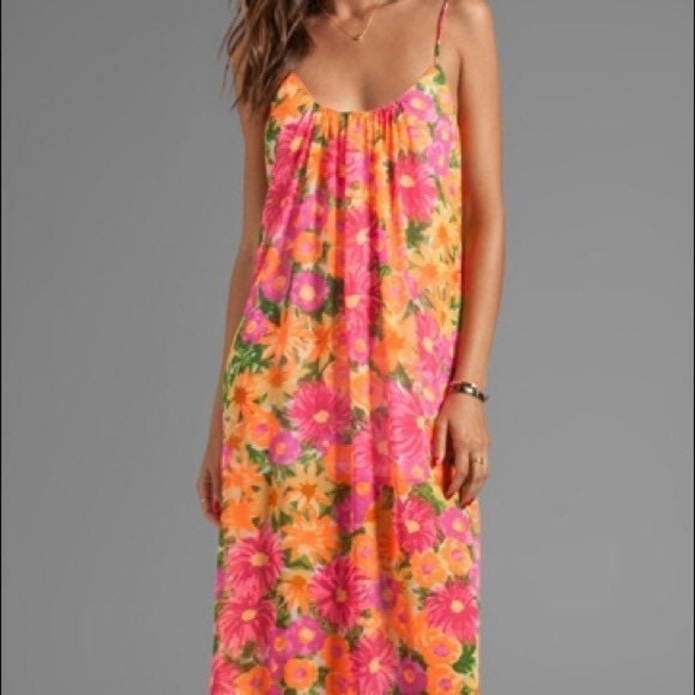 Show Me Your MuMu Maxi Dress Neon Flowers Medium
